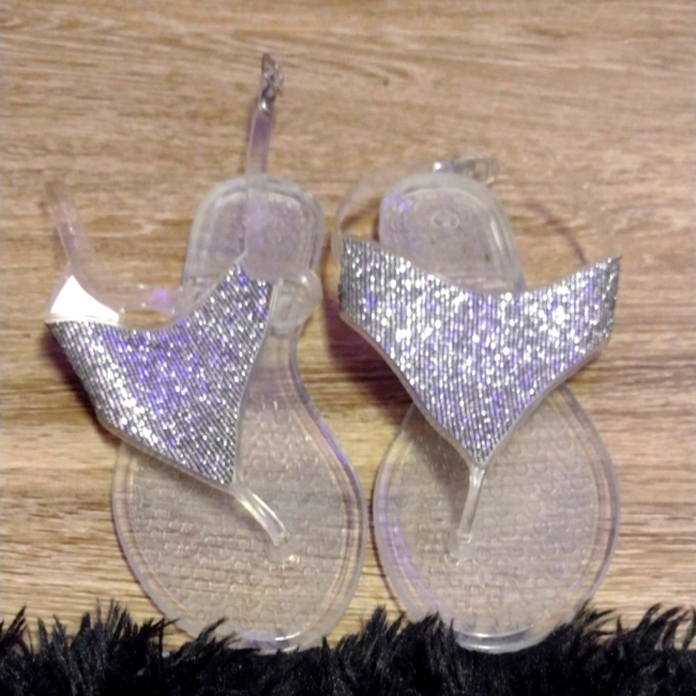 Silver/purple jelly sandals
